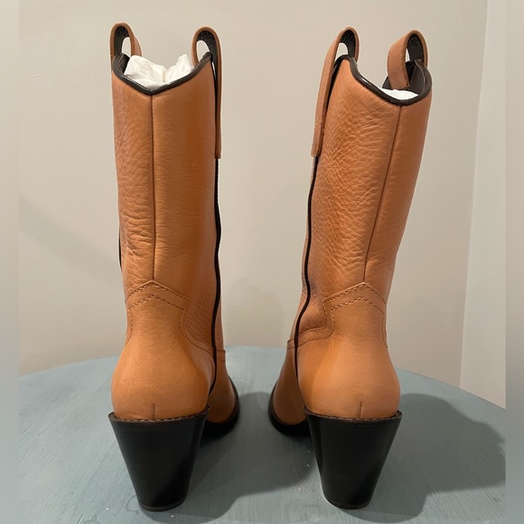 Tory Burch Western Leather Mid Boot, NWT, Size: 6.5, Color: Brandy Nevada - Picture 6 of 10